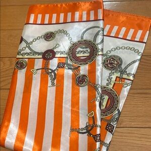 Orange and White Striped Scarf